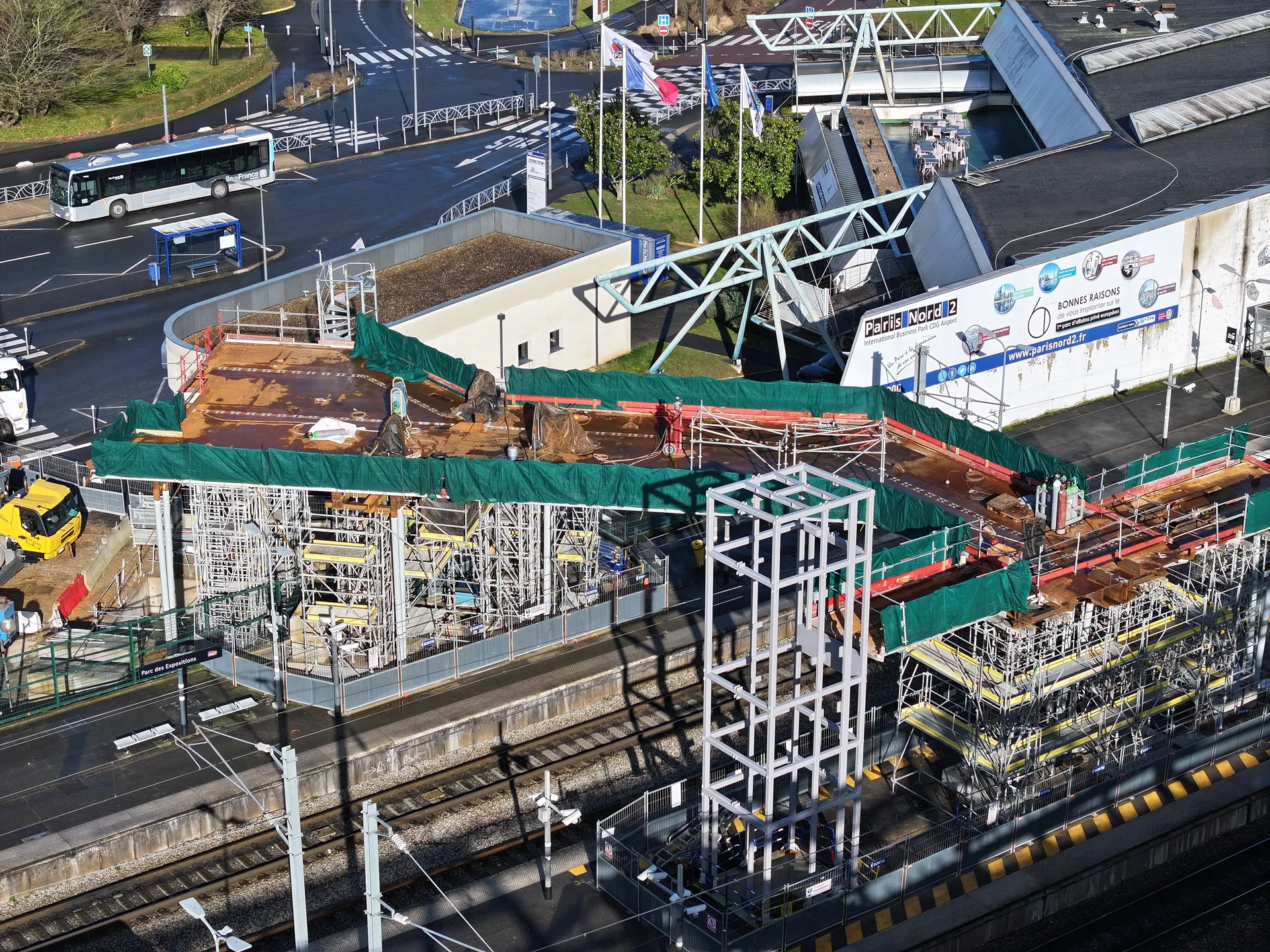 Chantier Grand Paris Express photo drone BTP