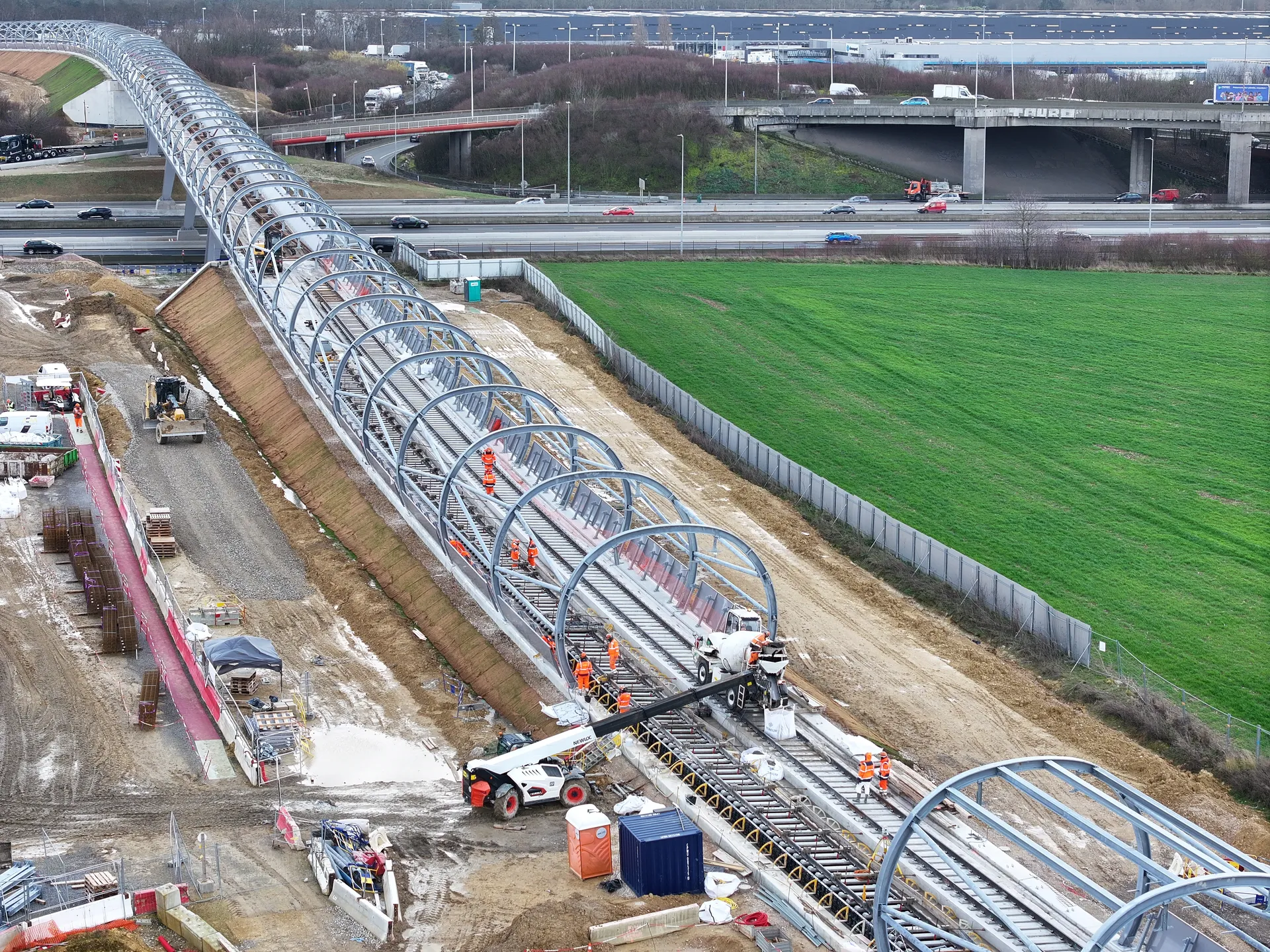 Chantier Grand Paris Express photo aérienne BTP